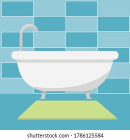 Empty bathe, bathroom interior, cleaning, hygiene concept stock vector illustration. Editable, isolated clipart, composition. Bright and modern.