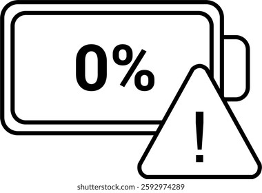 Empty battery charge indicator warning icon design symbol vector illustration