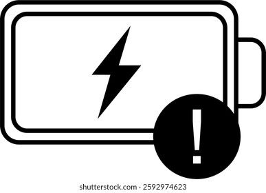 Empty battery charge indicator warning with lightning icon design symbol vector illustration