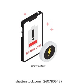 Empty Battery Concept isometric Style Illustrations. Eps 10 File 