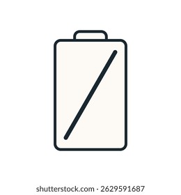 Empty Battery Icon with Diagonal Line for No Power or Battery Not Detected Warning