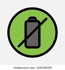 Empty battery icon in filled line style about camera, use for website mobile app presentation