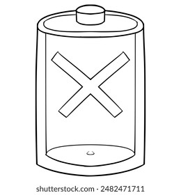 empty battery icon illustration hand drawn outline vector