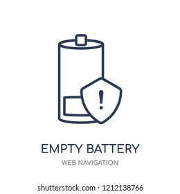 Empty battery icon. Empty battery linear symbol design from Web navigation collection. Simple outline element vector illustration on white background.