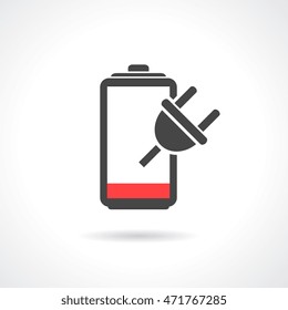 Empty battery icon. Low energy icon. Empty battery pictogram. Empty battery clip art.