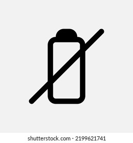 Empty battery icon in solid style about camera, use for website mobile app presentation