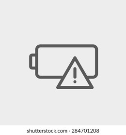 Empty battery icon thin line for web and mobile, modern minimalistic flat design. Vector dark grey icon on light grey background.