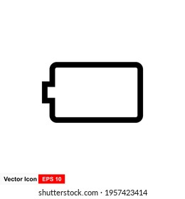 Empty battery icon. Vector illustration of isolated on white background.