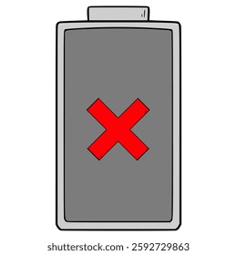 empty battery level indicator illustration hand drawn isolated vector