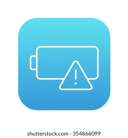 Empty battery line icon for web, mobile and infographics. Vector white icon on the blue gradient square with rounded corners isolated on white background.