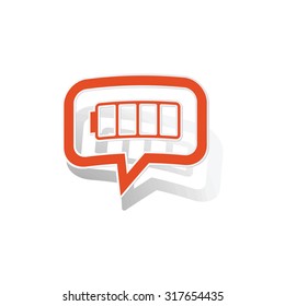 Empty battery message sticker, orange chat bubble with image inside, on white background