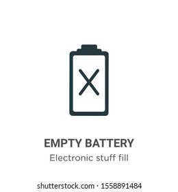 Empty battery vector icon on white background. Flat vector empty battery icon symbol sign from modern electronic stuff fill collection for mobile concept and web apps design.