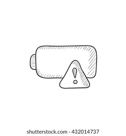 Empty battery vector sketch icon isolated on background. Hand drawn Empty battery icon. Empty battery sketch icon for infographic, website or app.