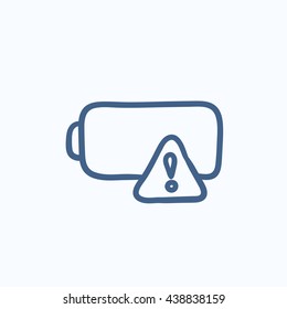 Empty battery vector sketch icon isolated on background. Hand drawn Empty battery icon. Empty battery sketch icon for infographic, website or app.