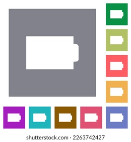 Empty battery without load units alternate flat icons on simple color square backgrounds