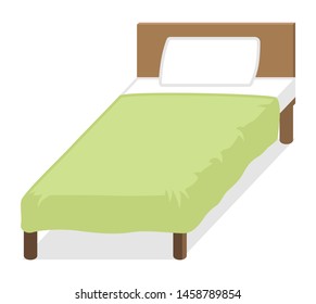 Empty bed - green color cover, full length simple clip art