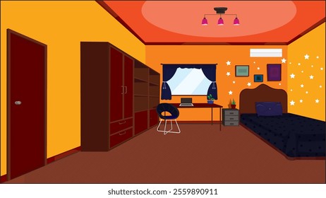 Empty bedroom interior design with furniture vector