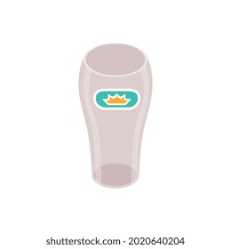 Empty beer glass on white background 3d isometric vector illustration
