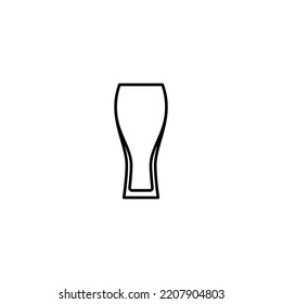 empty beer glass or wiezenbier glass icon on white background. simple, line, silhouette and clean style. black and white. suitable for symbol, sign, icon or logo