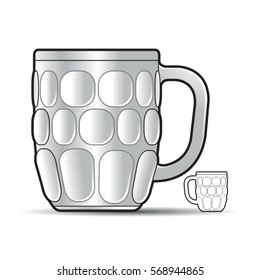 empty beer mug in color & black outline-vector drawing