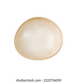 Empty Beige Bowl Isolated, Light Bowl Template on White Background Top View, 3d Vector Mock Up