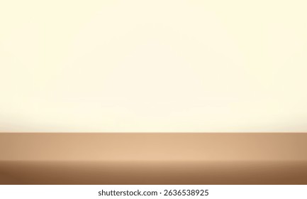 Empty beige and brown studio room background. Empty Room Studio with table. Space for selling products, backdrop, wallpaper, background, text. Gradient table. Vector illustration.