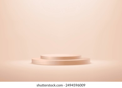 Empty beige, cream studio room background. Beige abstract background. Beige background vector 3d with podium. Space for selling products on the website. Vector illustration.