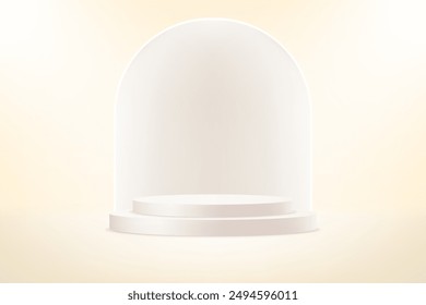 Leerer beiger, cremefarbener Studioraum-Hintergrund. Beiger abstrakter Hintergrund. Beige Hintergrund Vektorgrafik 3D mit Podium. Platz für den Verkauf von Produkten auf der Website. Vektorillustration.