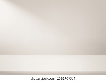 Empty beige studio background. Space for selling products on the website. Background vector 3d with podium. Vector illustration.