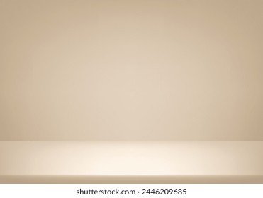 Empty Beige studio room background. Abstract studio room platform design. Use for product display presentation, cosmetic display mockup, showcase, media banner, etc. Vector illustration.