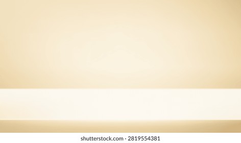 Empty beige studio room background Space for selling products, backdrop, wallpaper, background, text. Empty Room Studio with table. Vector illustration.
