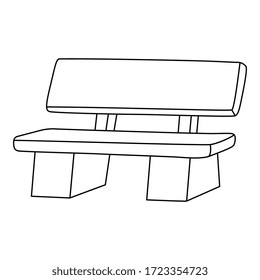 
Empty bench. Isolated vector illustration. Black and white linear silhouette.