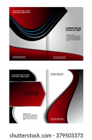 Empty bifold brochure template design with red color booklet 