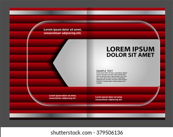 Empty bi-fold brochure template design with red color, booklet 