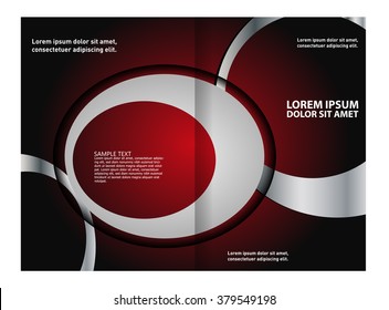 Empty bi-fold brochure template design with red color, booklet 
