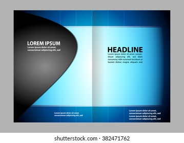 Empty bi-fold brochure template design with red color, booklet
