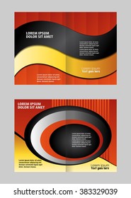 Empty bi-fold brochure template design with blue color, booklet
