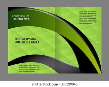 Empty bi-fold brochure template design with blue color, booklet
