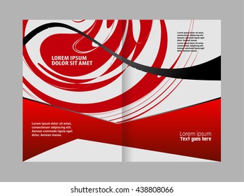 Empty bi-fold brochure template design with red color, booklet
