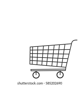 Empty big old warehouse trolly wagon isolated on white background. Vector freehand linear ink drawn sketchy sign in scribble style. Side view with space for text