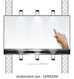 empty billboard with a hand pointing