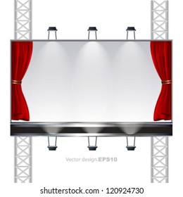 empty billboard with red curtain. vector design