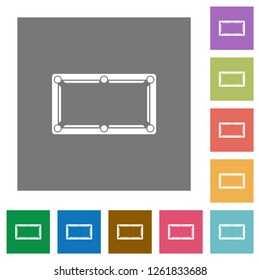 Empty billiard table flat icons on simple color square backgrounds
