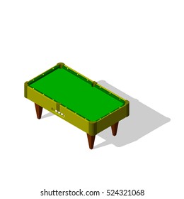 Empty billiard table.Isolated on white background.3d Vector illustration.Isometric view.     