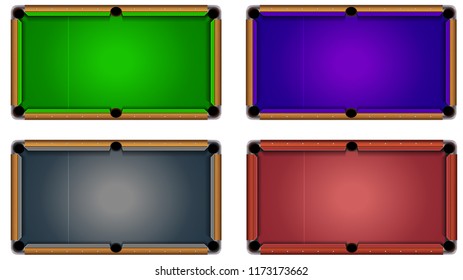 Empty Billiard Tables on White Background Set for Mobile Game Assets