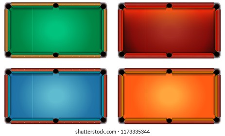 Empty Billiard Tables on White Background Set for Mobile Game Assets