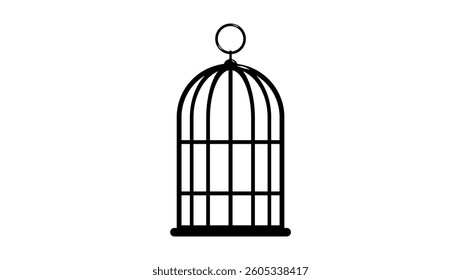 empty bird cage , black  isolated silhouette