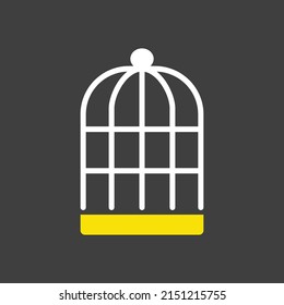 Empty bird cage vector glyph icon. Pet animal sign. Graph symbol for pet and veterinary web site and apps design, logo, app, UI