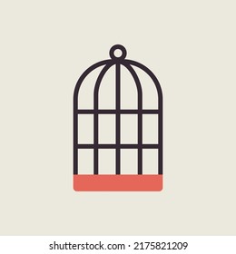 Empty Bird Cage Vector Icon. Pet Animal Sign. Graph Symbol For Pet And Veterinary Web Site And Apps Design, Logo, App, UI