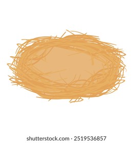 Empty bird nest isolated on white background. Vector illustration